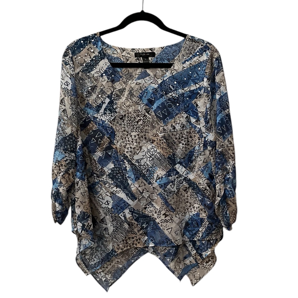 Style & Co Sheer Blouse Blue Small
